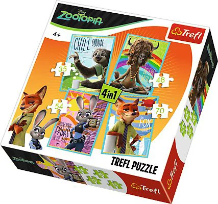 Puzzle Trefl Zootopia Portraits, 4 in 1 (35+48+54+70 piese) foto