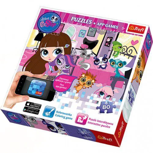 Puzzle Trefl Hasbro Littlest Pet Shop, 80 piese + app games foto