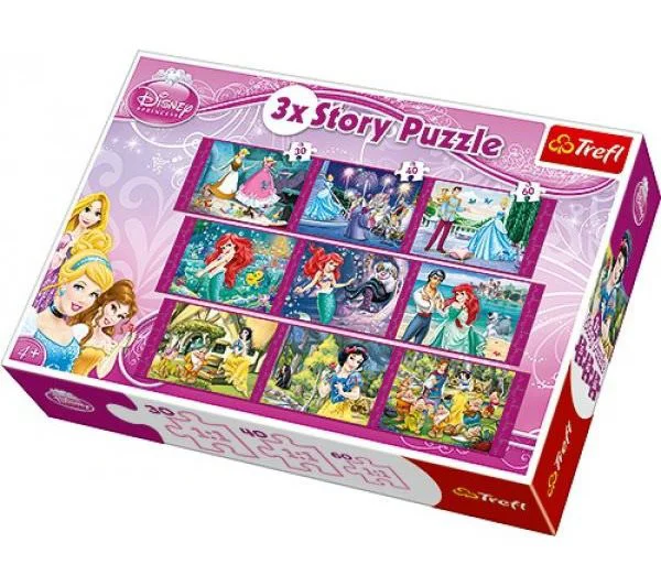 Puzzle Trefl Disney Princess, 3 in 1 (30+40+60 piese) foto