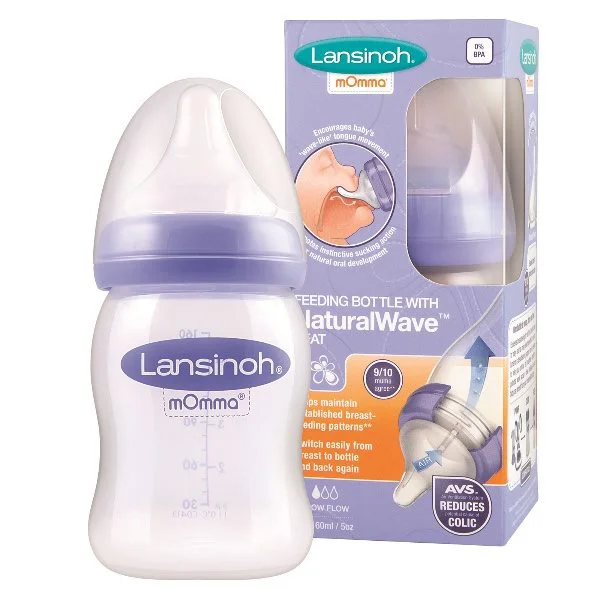 Biberon din plastic Lansinoh, flux lent (0+ luni), 160 ml