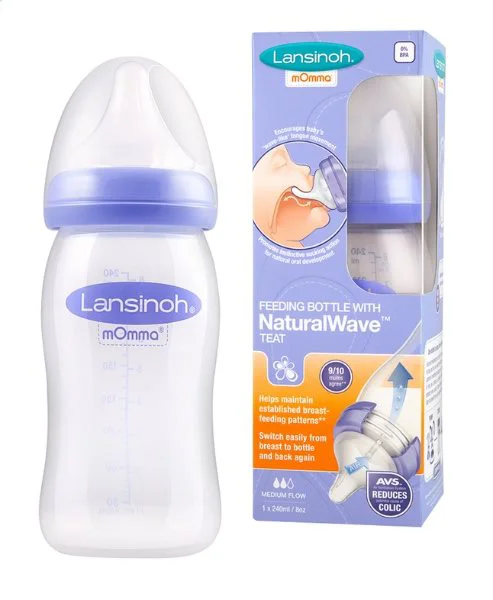 Biberon din plastic Lansinoh, flux mediu (3+ luni), 240 ml foto