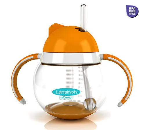 Canuta cu pai si minere Lansinoh-mOmma, orange (12+ luni), 250 ml foto