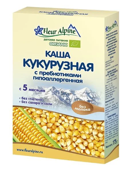 Terci organic Fleur Alpine de porumb fara lapte cu prebiotice, hipoalergic (5+ luni), 175 g foto
