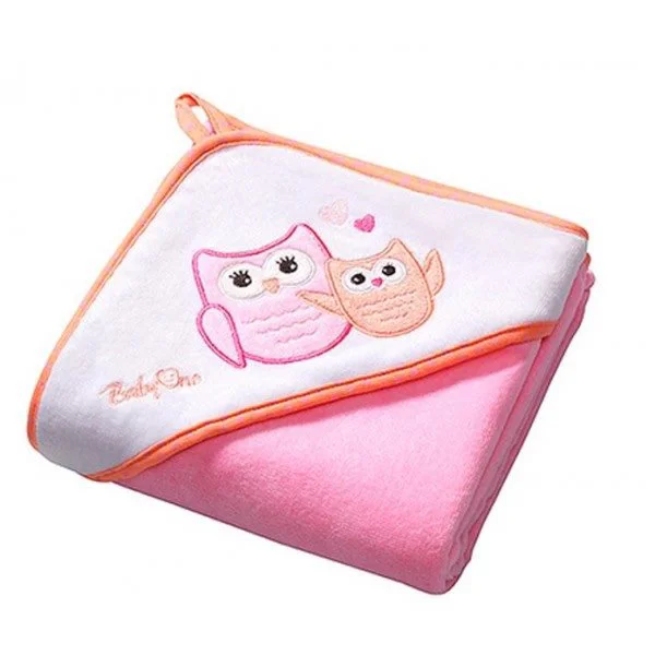 image for Полотенце BabyOno ВЕЛЮР с капюшоном Розовое, 76x76 см foto