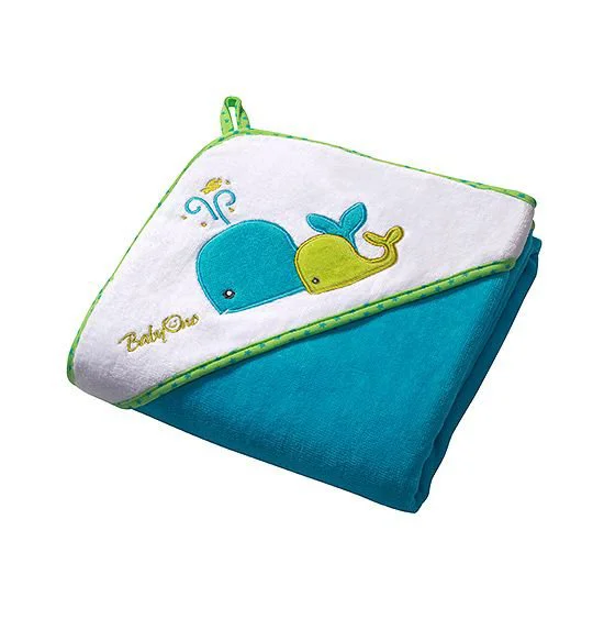 Prosop cu gluga pentru bebelusi BabyOno Albastru, 76x76 cm