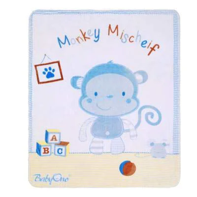 image for Paturica din saten plusat BabyOno Monkey, 80x100 cm foto