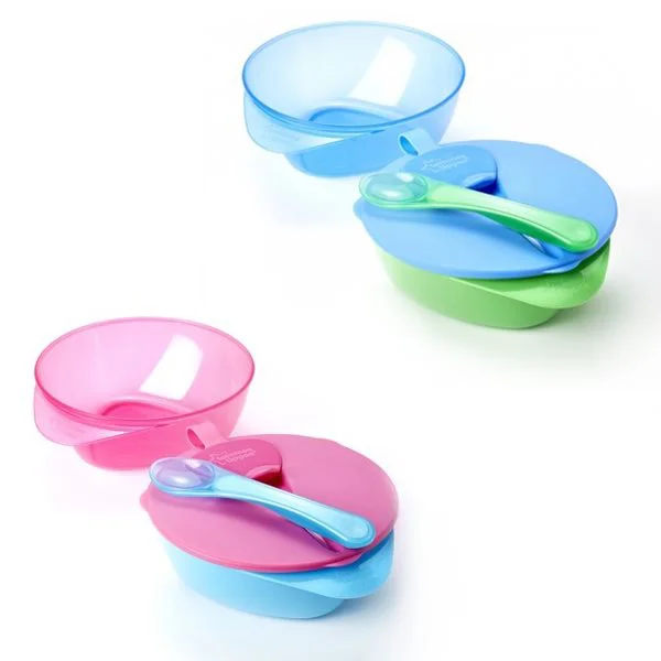 image for Тарелочки Tommee Tippee с крышкой и ложечкой (6+ мес.), 2 шт. foto