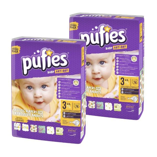 Scutece Pufies Baby Art&amp;Dry 3 (4-9 kg) DUO Pack, 148 buc.