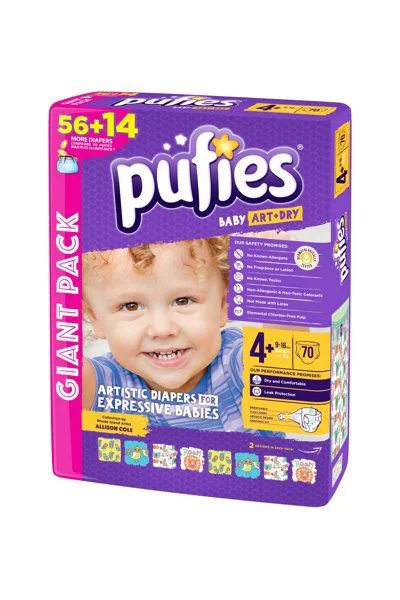Scutece Pufies Baby Art&amp;Dry 4+ (9-16 kg), 70 buc. foto