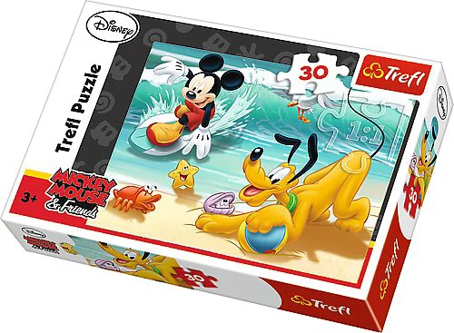 Puzzle Trefl Disney Mickey and Pluto at the beach, 30 piese foto