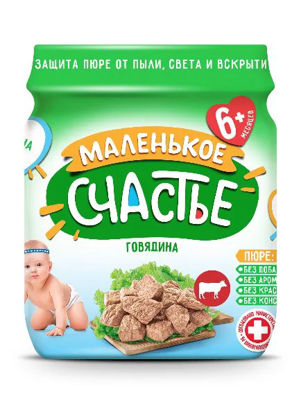 Piure Маленькое счастье din carne de vita (6+ luni), 80 g
