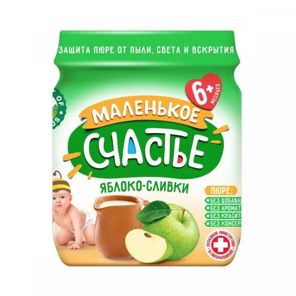 Пюре Маленькое счастье Яблоко-Сливки (6+ мес.), 90 г