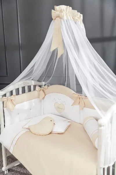 Set de lenjerie pentru patut Specialbaby Sofia Beige, 6 piese
