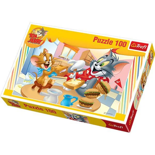 Puzzle Trefl Warner Tom&amp;Jerry Delicious Breakfast, 100 piese foto