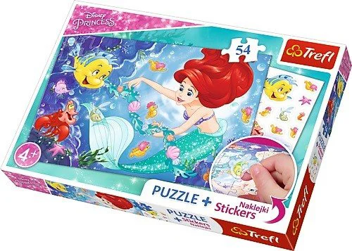 Puzzle Trefl Disney Princess "Arielle indeed the fish" + stickers, 54 piese foto