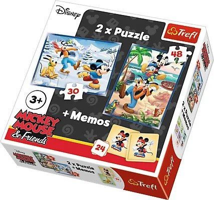 Puzzle+memos Trefl Mickey "Fun with friends", 2 in 1 (30+48 piese) foto