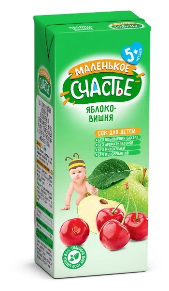 Сок Маленькое счастье Яблоко-вишня (5+ мес.), 200 мл