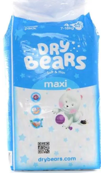 Scutece Dry Bears Soft&amp;Thin 4 Maxi (7-18 kg), 44 buc. foto