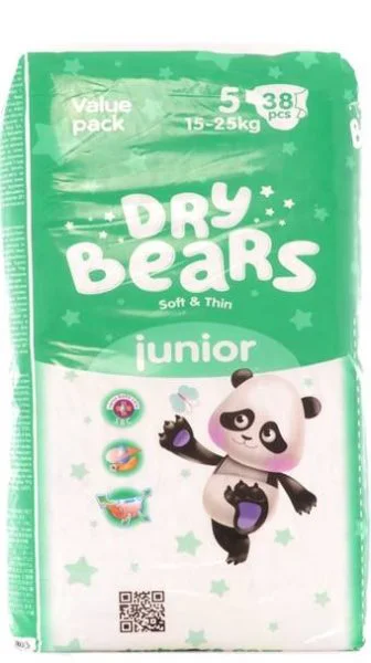 Scutece Dry Bears Soft&amp;Thin 5 Junior (15-25 kg), 38 buc.