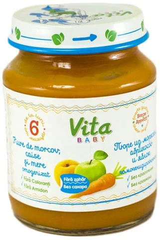 Пюре Vita Baby из Моркови, Абрикосов и Яблок (6+ мес.), 135 г