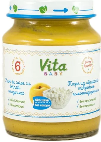 Пюре Vita Baby Абрикос с творогом (6+ мес.), 135 г
