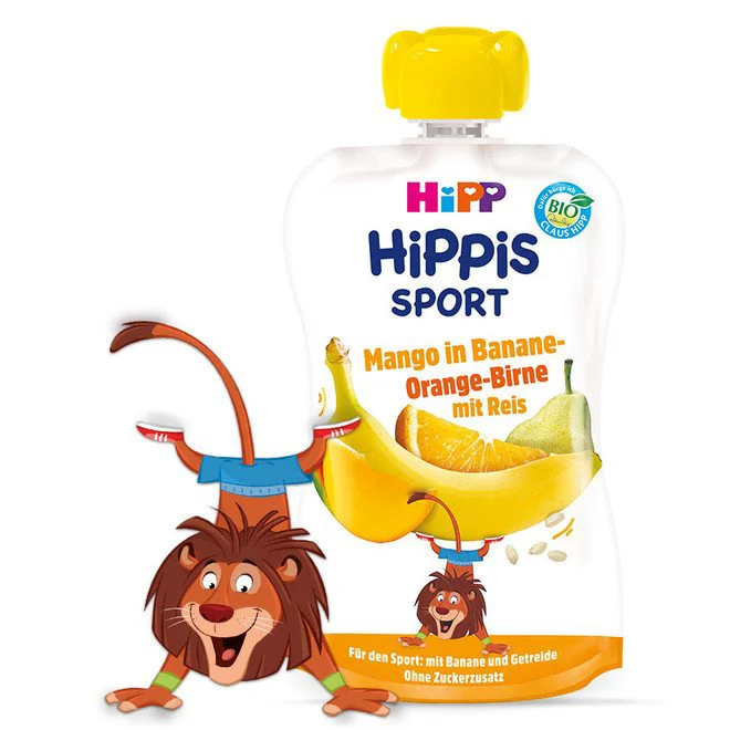 Piure HiPPiS Sport din fructe cu orez (mango, banana, portocala si para) (12+ luni), 120 g foto