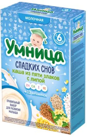 Terci cu lapte Umnitsa din 5 cereale cu tei (6+ luni), 200 g foto