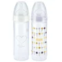 Set 2 Biberoane din plastic NUK Beige cu tetina din silicon (6-18 luni), 250 ml foto