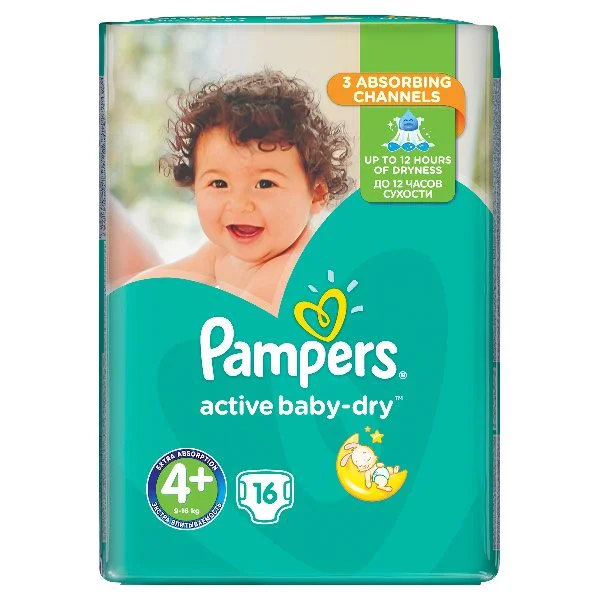Подгузники Pampers Active Baby 4+ Maxi (9-16 кг), 16 шт. foto