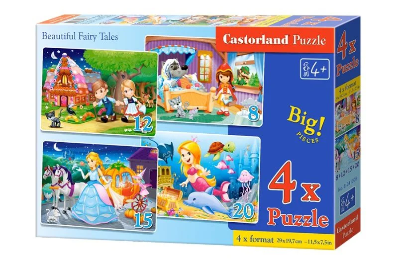 Puzzle Castorland Beautiful Fairy Tales, 4 in 1 (8+12+15+20 piese) foto