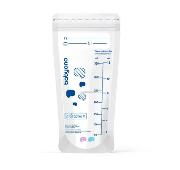 Pungi de pastrare a laptelui cu indicator de temperatura BabyOno Natural Nursing, 20 buc.