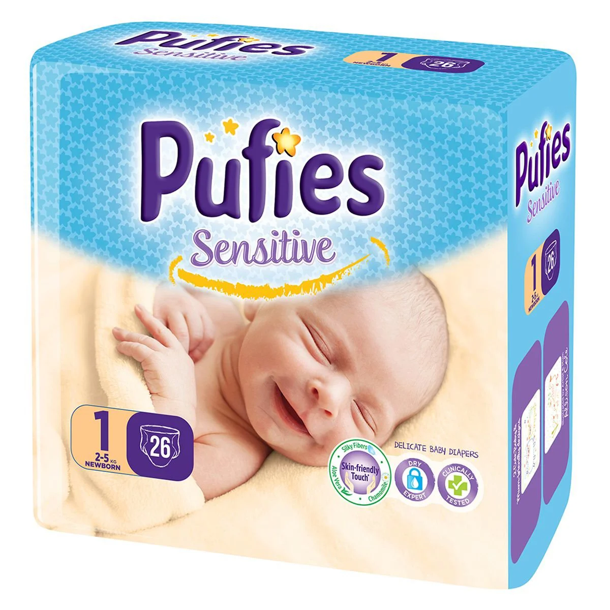 Scutece Pufies Sensitive 1 Newborn (2-5 kg), 26 buc.