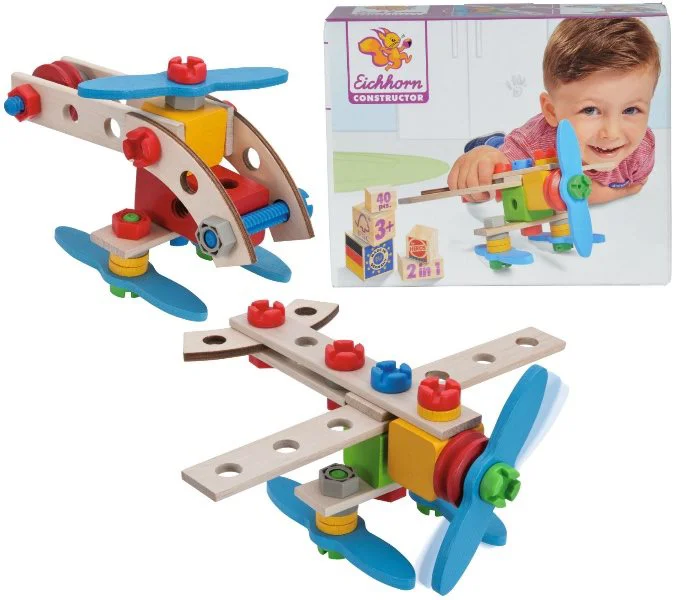 Set de constructie din lemn Eichhorn Aeroplan, 40 piese foto