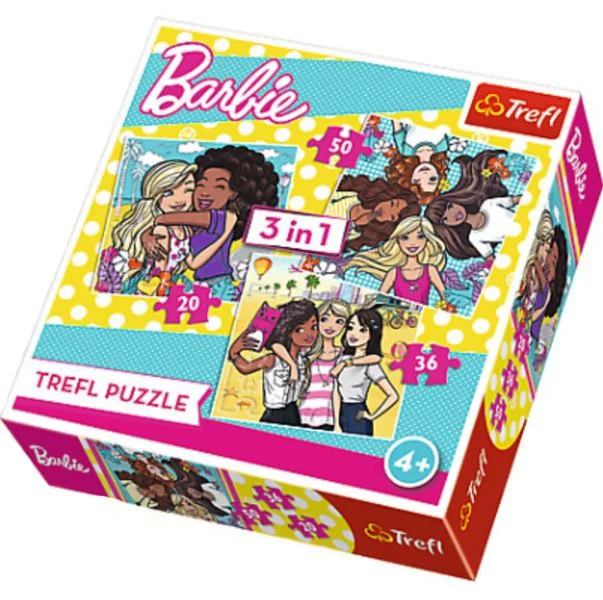 Puzzle Trefl Mattel Barbie "True Friendship", 3 in 1 (20+36+50 piese) foto