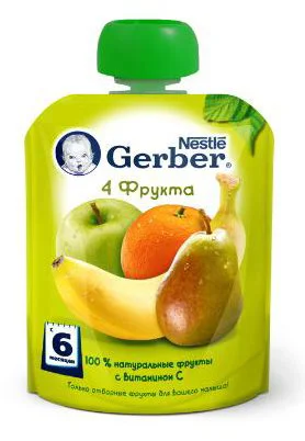 image for Piure Gerber de banane, pere, mere si portocale (6+ luni), 90 g foto
