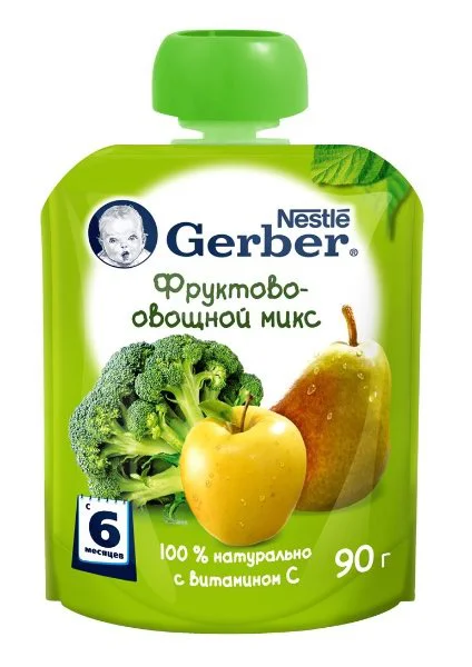 Piure Gerber de mere, pere, broccoli si pastarnac (6+ luni), 90 g foto