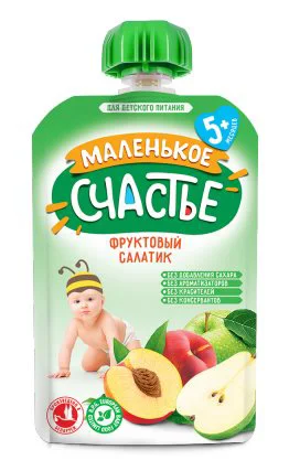 Пюре Маленькое счастье Фруктовый салатик (5+ мес.), 90 г