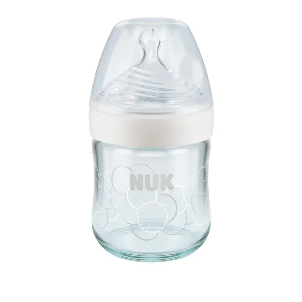 image for Бутылочка стеклянная NUK Nature Sense с силиконовой соской (0-6 мес.), 120 мл foto