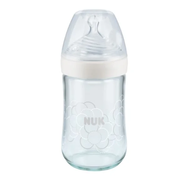 image for Бутылочка стеклянная NUK Nature Sense с силиконовой соской (0-6 мес.), 240 мл foto