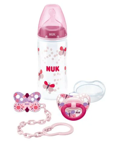 image for Set-cadou NUK Baby Rose (1 biberon, 1 suzeta si un lant) foto