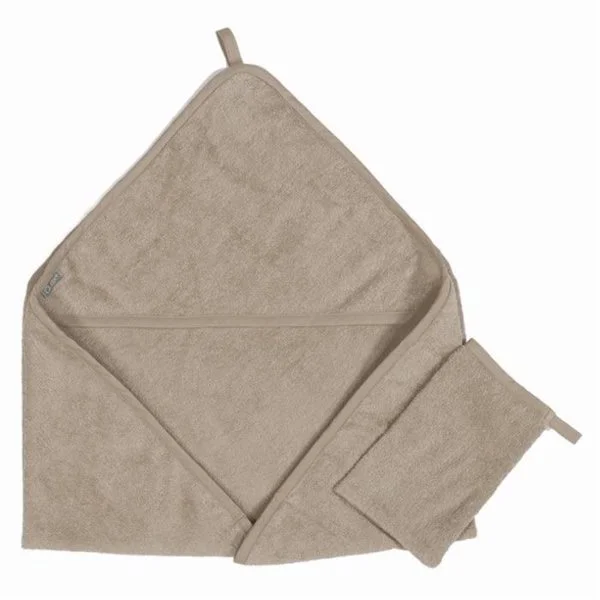 Prosop cu gluga si manusa de baie QUAX Sand, 75x75 cm foto