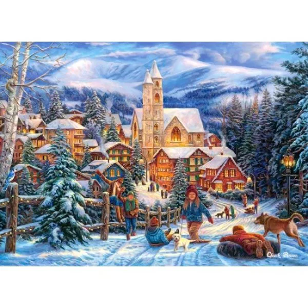 Puzzle Castorland Sledding to Town, 300 piese foto