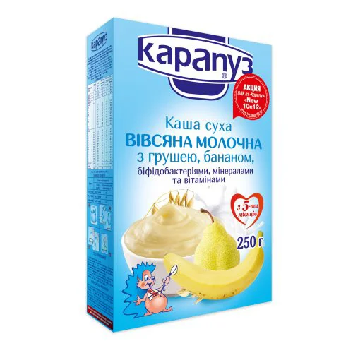 Terci de ovaz cu lapte Karapuz cu pere si banane (5+ luni), 250 g foto
