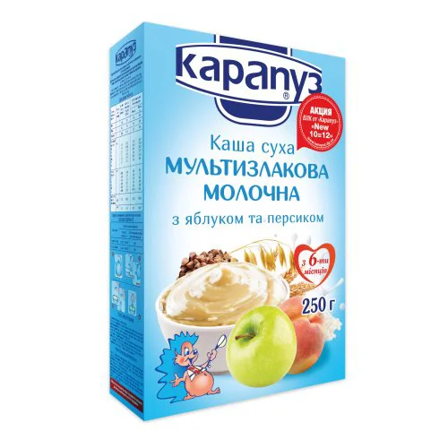 Terci Multicereale cu lapte Karapuz cu mere si piersici (6+ luni), 250 g foto