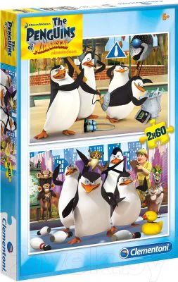 image for Puzzle Clementoni Nickelodeon The Pinguins of Madagascar, 2 in 1 (60+60 piese) foto