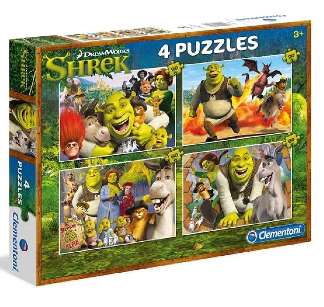image for Puzzle Clementoni DreamWorks Shrek, 4 in 1 (20+20+60+60 piese) foto