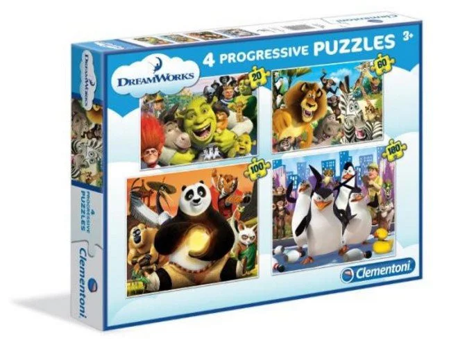 Пазл Clementoni Мультфильмы DreamWorks, 4 в 1 (20+60+100+180 эл.) foto