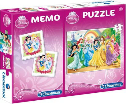 image for Puzzle Clementoni Disney Princesses + Memo, 2 in 1 (60 piese) foto