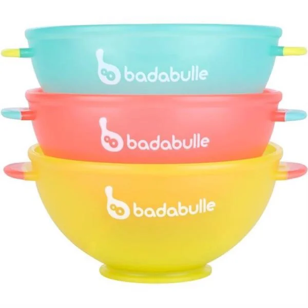 Set 3 boluri colorate pentru mancare Badabulle, 3 buc. foto