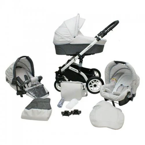 Carucior 3 in 1 Mikrus Plaudi Light Grey foto